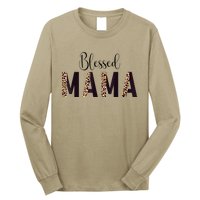 Blessed Mama Leopard Print Mom Thanksgiving Mothers Day Long Sleeve Shirt