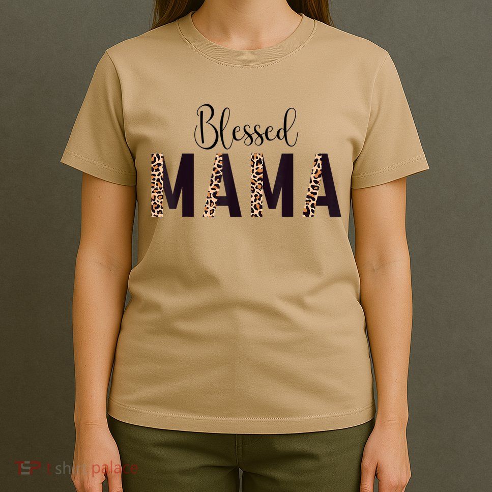 Blessed Mama Leopard Print Mom Thanksgiving Mothers Day T-Shirt