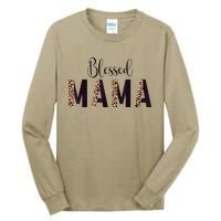 Blessed Mama Leopard Print Mom Thanksgiving Mothers Day Tall Long Sleeve T-Shirt