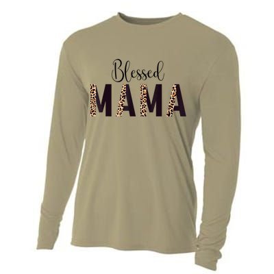 Blessed Mama Leopard Print Mom Thanksgiving Mothers Day Cooling Performance Long Sleeve Crew