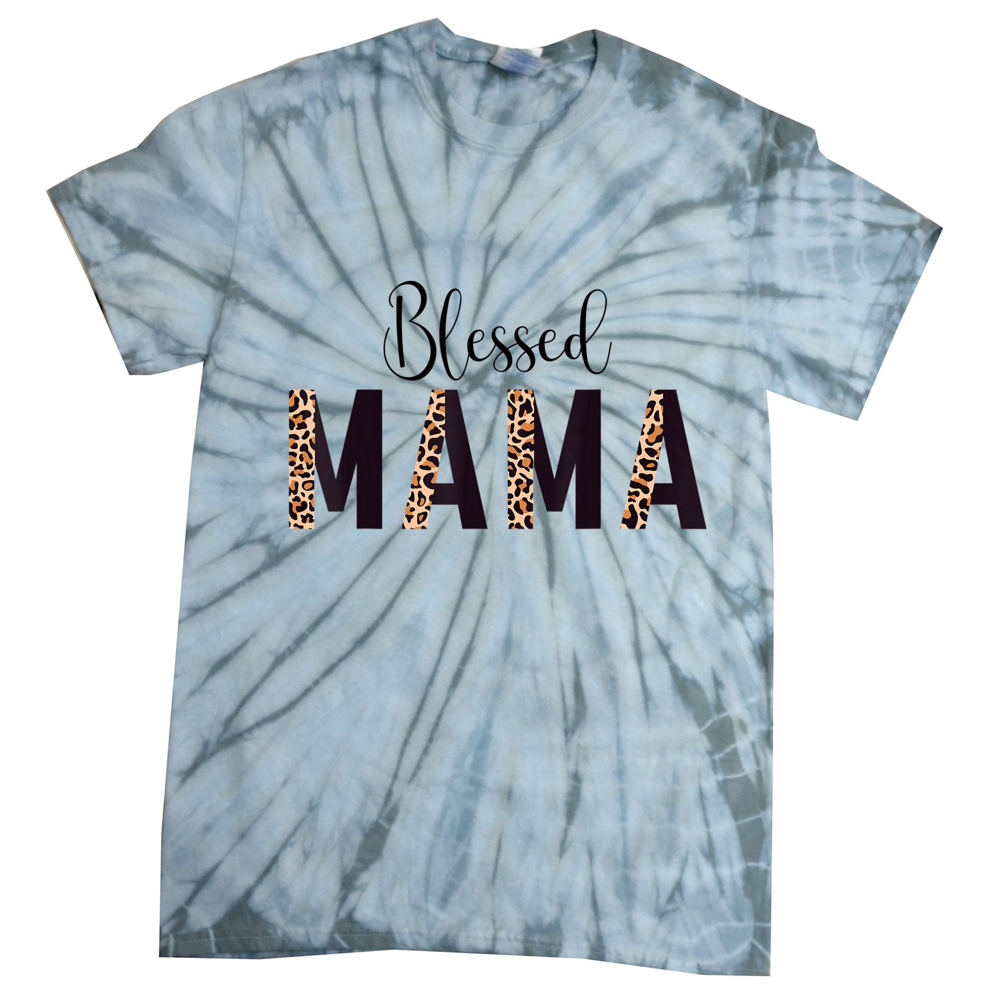 Blessed Mama Leopard Print Mom Thanksgiving Mothers Day Tie-Dye T-Shirt