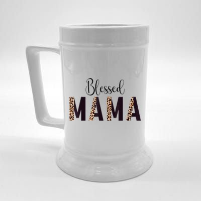 Blessed Mama Leopard Print Mom Thanksgiving Mothers Day Beer Stein