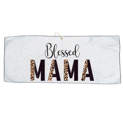 Blessed Mama Leopard Print Mom Thanksgiving Mothers Day Large Microfiber Waffle Golf Towel