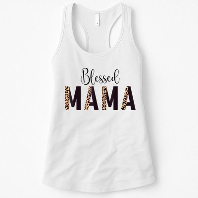 Blessed Mama Leopard Print Mom Thanksgiving Mothers Day Womens Tank Top