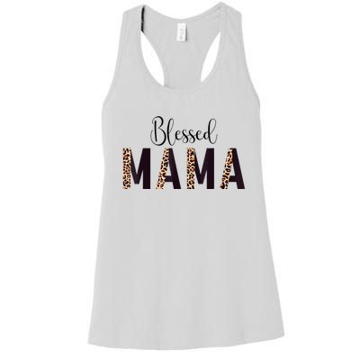 Blessed Mama Leopard Print Mom Thanksgiving Mothers Day Women's Racerback Tank