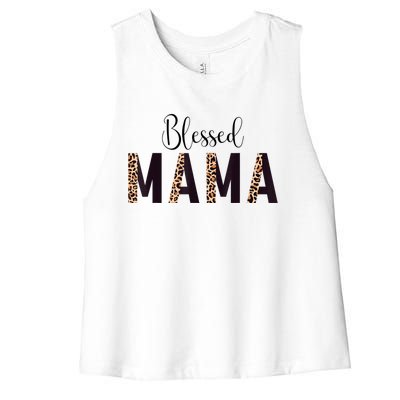 Blessed Mama Leopard Print Mom Thanksgiving Mothers Day Women's Racerback Cropped Tank