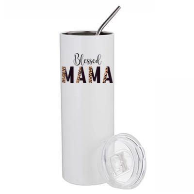 Blessed Mama Leopard Print Mom Thanksgiving Mothers Day Stainless Steel Tumbler