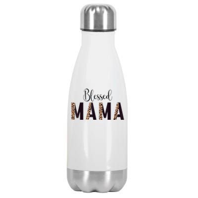 Blessed Mama Leopard Print Mom Thanksgiving Mothers Day Stainless Steel Insulated Water Bottle