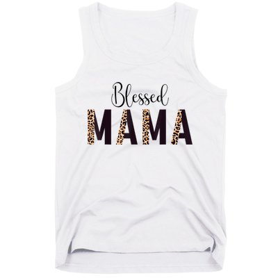 Blessed Mama Leopard Print Mom Thanksgiving Mothers Day Tank Top