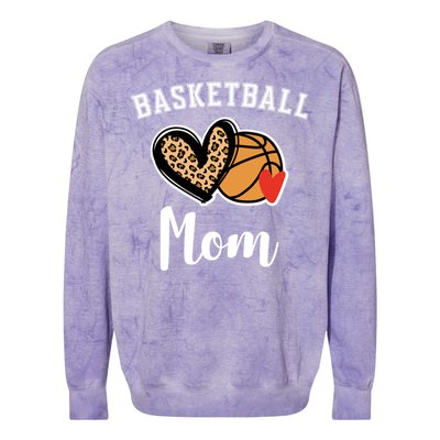 Basketball Mom Leopard Heart Gift Colorblast Crewneck Sweatshirt