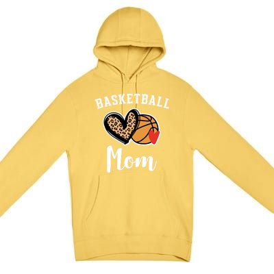 Basketball Mom Leopard Heart Gift Premium Pullover Hoodie