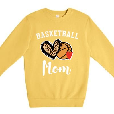 Basketball Mom Leopard Heart Gift Premium Crewneck Sweatshirt