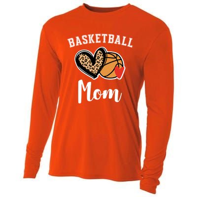 Basketball Mom Leopard Heart Gift Cooling Performance Long Sleeve Crew