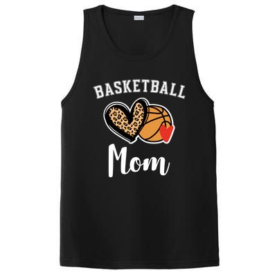 Basketball Mom Leopard Heart Gift PosiCharge Competitor Tank