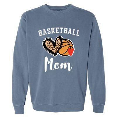 Basketball Mom Leopard Heart Gift Garment-Dyed Sweatshirt