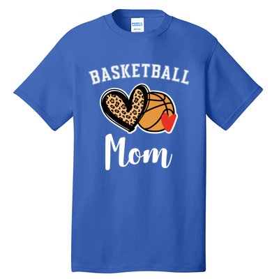 Basketball Mom Leopard Heart Gift Tall T-Shirt