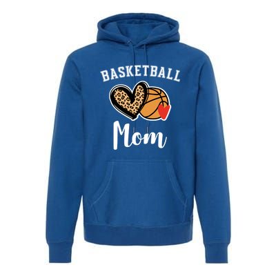 Basketball Mom Leopard Heart Gift Premium Hoodie