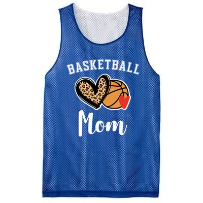 Basketball Mom Leopard Heart Gift Mesh Reversible Basketball Jersey Tank