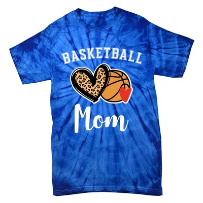 Basketball Mom Leopard Heart Gift Tie-Dye T-Shirt