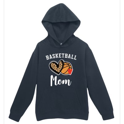 Basketball Mom Leopard Heart Gift Urban Pullover Hoodie