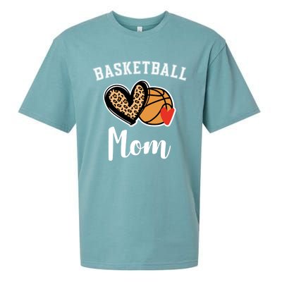 Basketball Mom Leopard Heart Gift Sueded Cloud Jersey T-Shirt