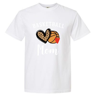 Basketball Mom Leopard Heart Gift Garment-Dyed Heavyweight T-Shirt