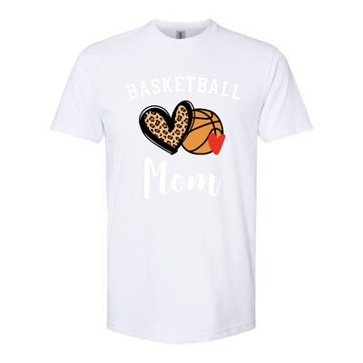 Basketball Mom Leopard Heart Gift Softstyle CVC T-Shirt