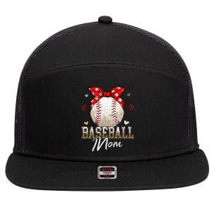 Baseball Mom Leopard Messy Bun Game Day Mothers Day 7 Panel Mesh Trucker Snapback Hat