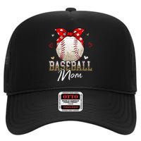 Baseball Mom Leopard Messy Bun Game Day Mothers Day High Crown Mesh Back Trucker Hat