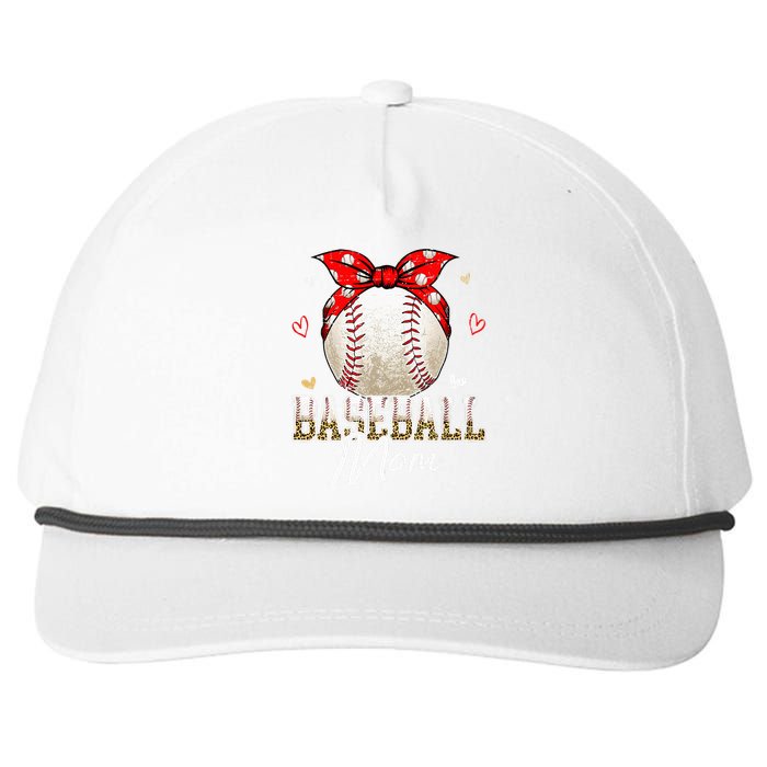 Baseball Mom Leopard Messy Bun Game Day Mothers Day Snapback Five-Panel Rope Hat