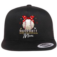 Baseball Mom Leopard Messy Bun Game Day Mothers Day Flat Bill Trucker Hat