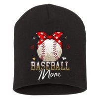 Baseball Mom Leopard Messy Bun Game Day Mothers Day Short Acrylic Beanie