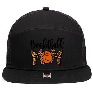 Basketball Mom Leopard Basketball Mama Mothers Day Mom Gift 7 Panel Mesh Trucker Snapback Hat