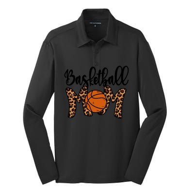 Basketball Mom Leopard Basketball Mama Mothers Day Mom Gift Silk Touch Performance Long Sleeve Polo