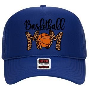 Basketball Mom Leopard Basketball Mama Mothers Day Mom Gift High Crown Mesh Back Trucker Hat