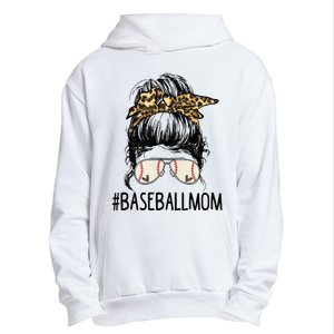 Baseball Mom Leopard Messy Bun Mother's Day Urban Pullover Hoodie