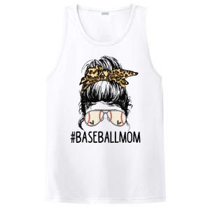 Baseball Mom Leopard Messy Bun Mother's Day PosiCharge Competitor Tank