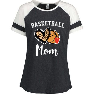 Basketball Mom Leopard Heart Gift Enza Ladies Jersey Colorblock Tee