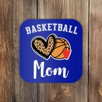 Basketball Mom Leopard Heart Gift Coaster