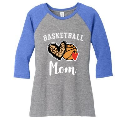 Basketball Mom Leopard Heart Gift Women's Tri-Blend 3/4-Sleeve Raglan Shirt