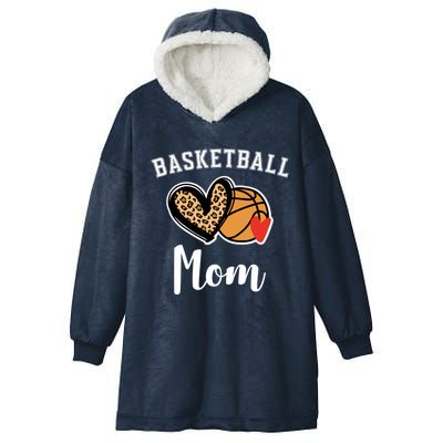 Basketball Mom Leopard Heart Gift Hooded Wearable Blanket