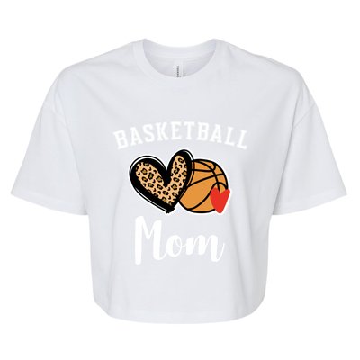 Basketball Mom Leopard Heart Gift Bella+Canvas Jersey Crop Tee