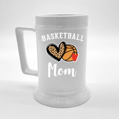 Basketball Mom Leopard Heart Gift Beer Stein