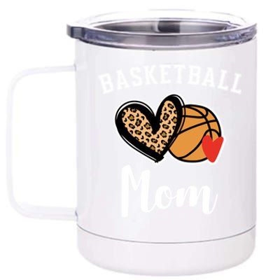 Basketball Mom Leopard Heart Gift 12 oz Stainless Steel Tumbler Cup