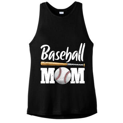 Baseball Mom Leopard Print Baseball Mama Mother's Day Ladies PosiCharge Tri-Blend Wicking Tank
