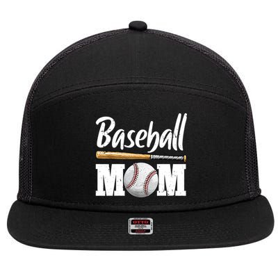 Baseball Mom Leopard Print Baseball Mama Mother's Day 7 Panel Mesh Trucker Snapback Hat