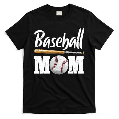 Baseball Mom Leopard Print Baseball Mama Mother's Day T-Shirt