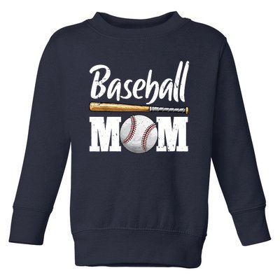 Baseball Mom Leopard Print Baseball Mama Mother's Day Toddler Sweatshirt