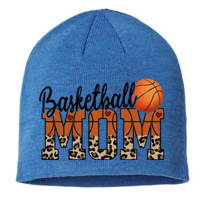 Basketball Mom Leopard Letters Design Gift Sustainable Beanie