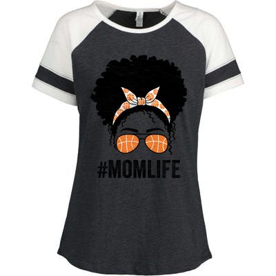 Basketball Mom Life Messy Bun Mothers Day Idea Gift Enza Ladies Jersey Colorblock Tee